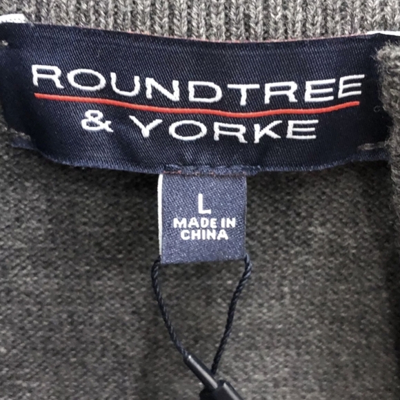 NWT Roundtree & Yorke Men's Dark Gray Quarter Zip Sweater Size L MSRP $59.50 - Picture 4 of 4